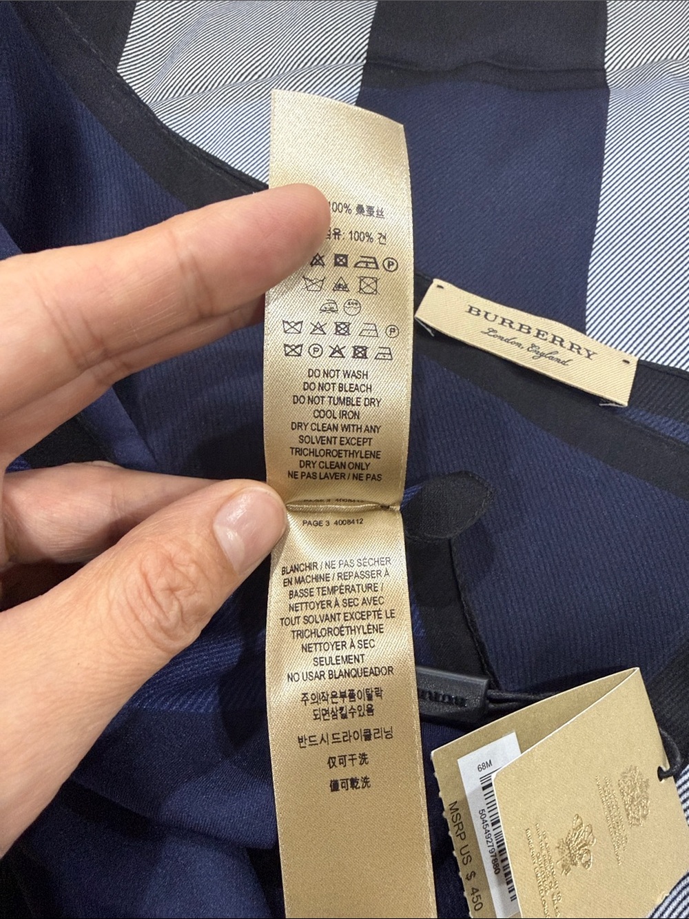 NWT. Burberry Mega Check Silk Scarf. - Picture 6 of 10